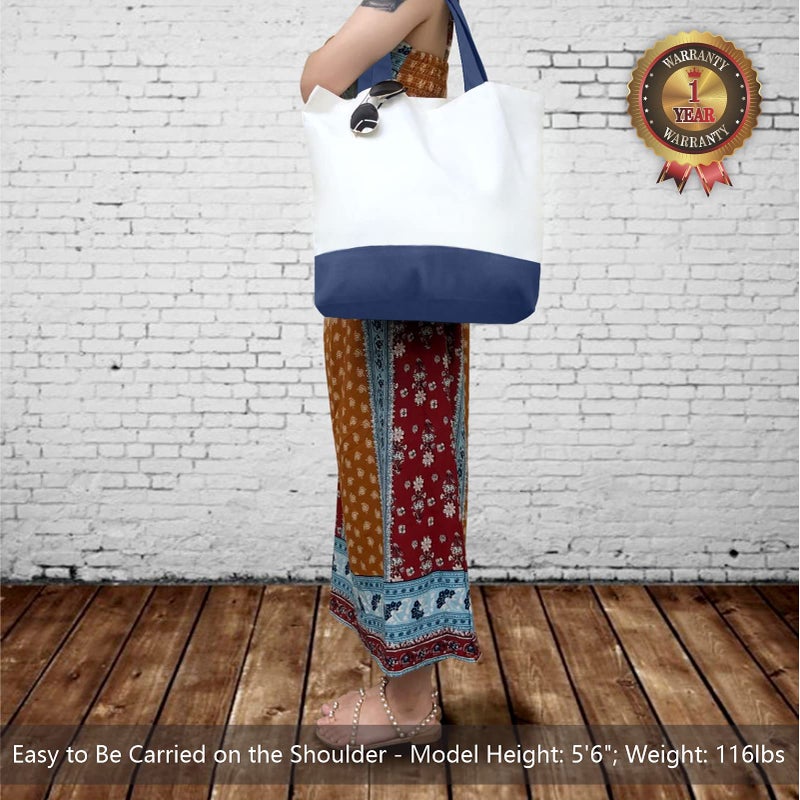 TOPDesign 3-Pack Super Strong Large 12oz Cotton Canvas Tote Bags, Reusable Grocery Shopping Cloth Bags, Fashionable Two-Tone Totes for Crafts, DIY Your Creative Designs - Image 2